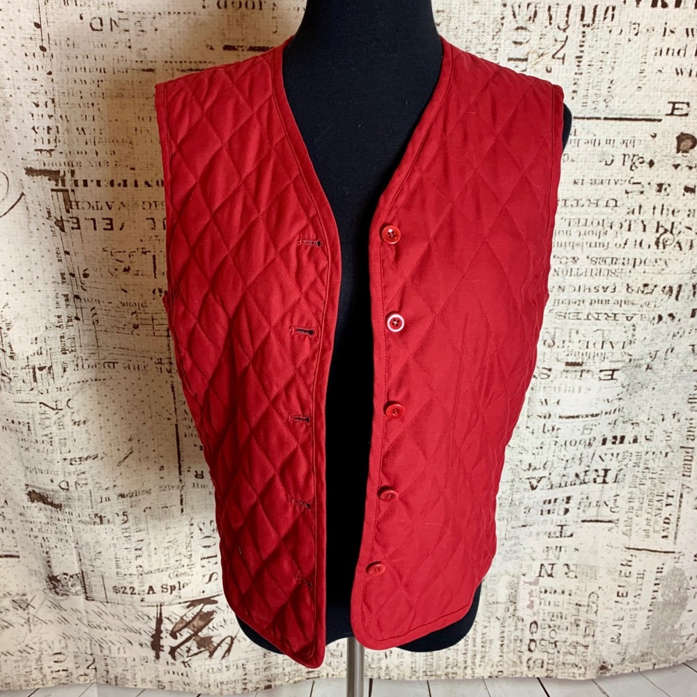 Pendleton Quilted Red Vest Sz Small Button Up